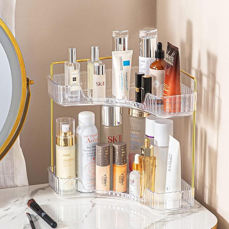 Corner Bathroom Counter Storage Rack, 1 Count Multi-layer Cosmetic Perfume Storage Holder, Space Saving Makeup Organizer for Bathroom Counter