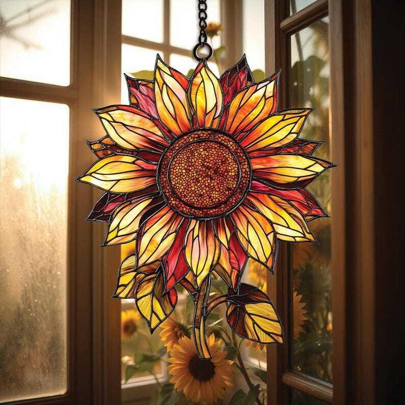 Sunflower Suncatcher Window Hanging Sign, Floral Window Decor Sunflower  Ornament for Home Decor Perfect Garden Gift for Mom Birthday Gift