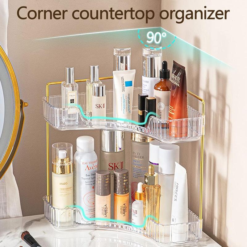 Corner Bathroom Counter Storage Rack, 1 Count Multi-layer Cosmetic Perfume Storage Holder, Space Saving Makeup Organizer for Bathroom Counter