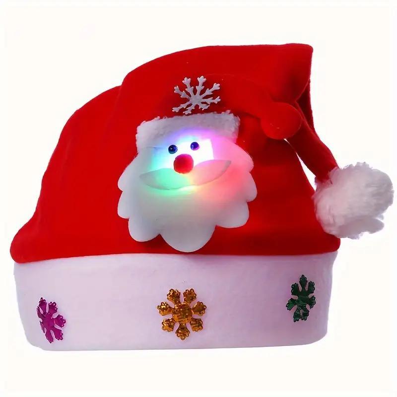 Cartoon Reindeer & Snowman & Santa Claus Design Christmas Hat, 3 Counts set Battery Powered LED Light Up Hat with Battery, Party Decoration for Indoor & Outdoor