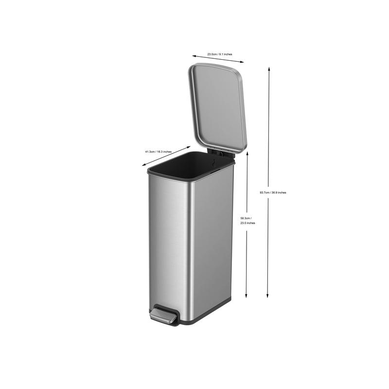 7.9 Gallon Slim Kitchen Step Trash Can, Stainless Steel Step Trash Can Smooth Bucket