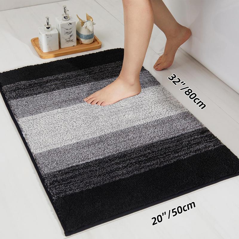 Striped Pattern Bathroom Mat, 1 Count Non-slip Soft Absorbent Bath Rug, Machine Washable Bathroom Floor Mat, Bathroom Accessories