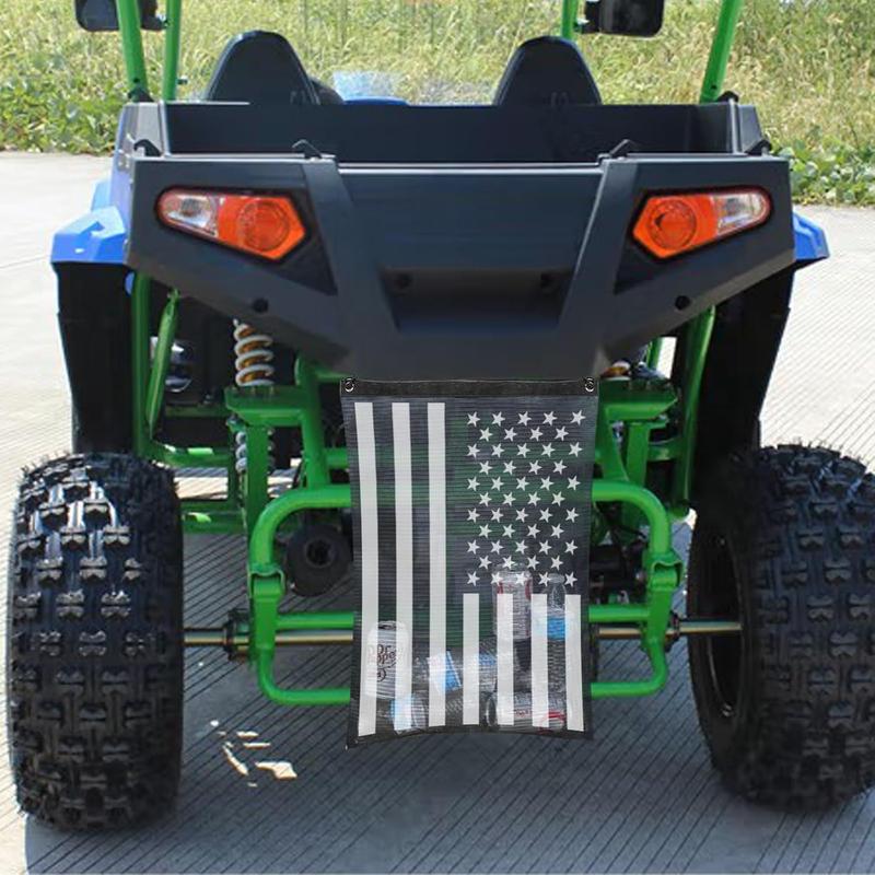 UTV ATV Mesh Trash Bag,Universal UTV Trash Storage Sack Compatible With Polaris RZR,Can-Am,CFmoto,Teryx,Kawasaki,Golf Cart,Arctic Cat (American Flag)