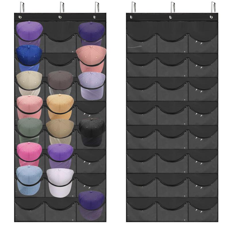 Door Back Hanging Baseball Cap Storage Bag, 1 Count 24 Pocket Hanging Baseball Cap Holder, Hat Storage Organizer for Door Back & Wardrobe