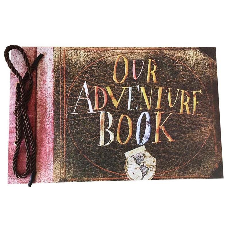 Our Adventure Book, Up Scrapbook Album with Movie Themed Postcards, Wedding and Anniversary Photo Album, Memory Keepsake, 11.6 x 7.5 inch, 80 Pages (Light Brown Pages)