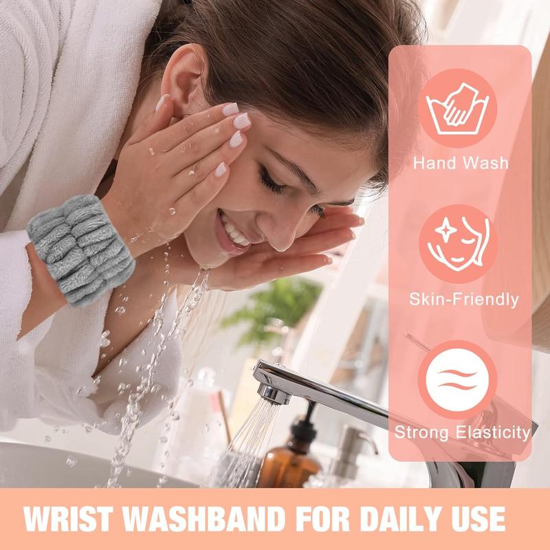 Women's Wrist Towels for Washing Face, Microfiber Spa Wash Band, Washing Wristbands, Absorbent Sweatband Girls Prevent Water from Spilling Down Your Arms 6PCS