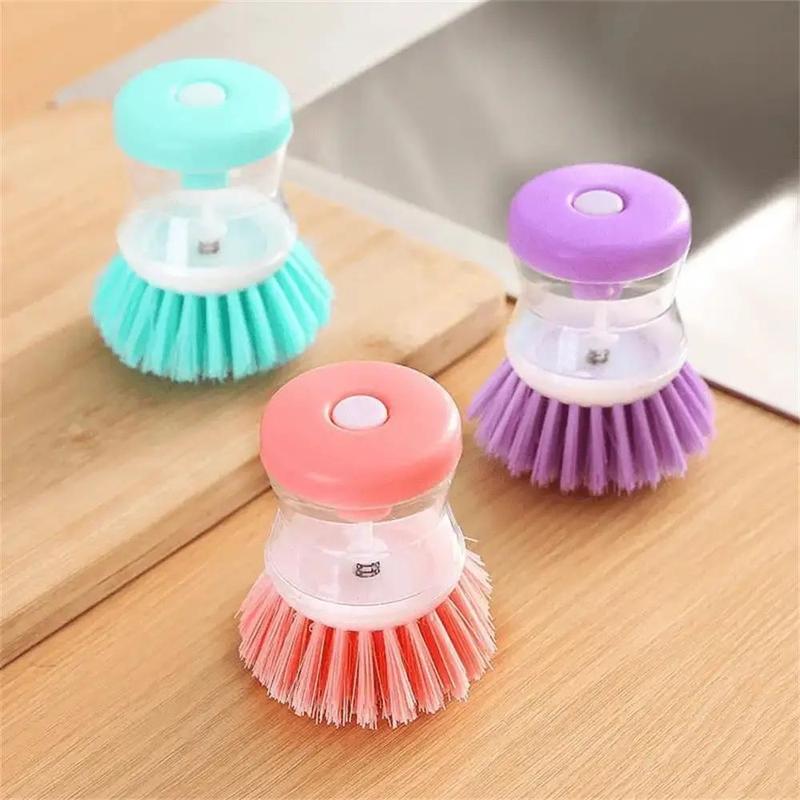 Soap Dispenser Brush, 1 Count Automatic Soap Dispensing Scrub Brush for Pot Pan Kitchen Sink, Liquid Filling Cleaning Brush