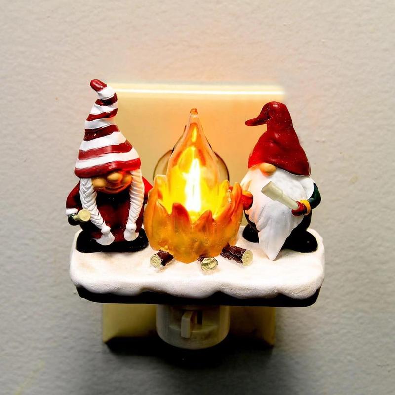 Stove & Gnome Design Night Light, 1 Count Creative Plug Charging Christmas Themed Ornament, Decorative Night Light for Home Bedroom Living Room