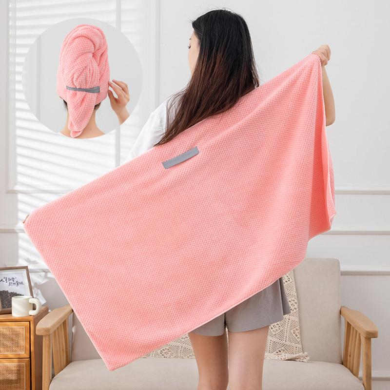 Solid Color Hair Drying Towel, 1 Count Quick Drying Hair Towel Wrap, Microfiber Hair Drying Towel with Elastic Strap for Women & Girls