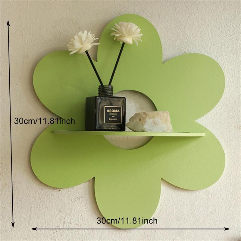 Flower Shaped Wall Mounted Storage Rack, 1 Count Wooden Wall Storage Rack, Household Storage Holder for Home Living Room Bedroom