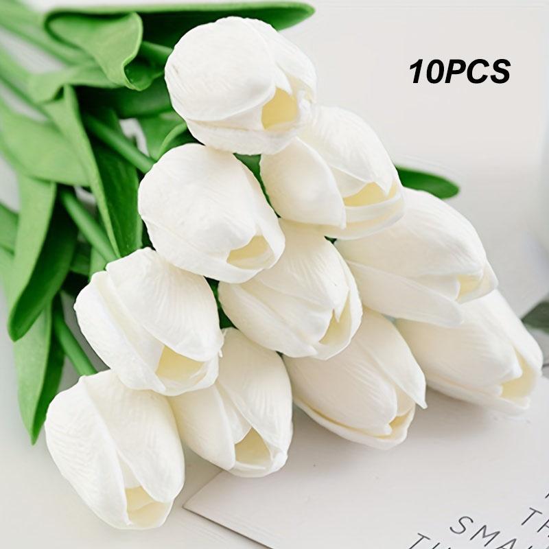 Artificial Tulip Flower Bouquet, 10pcs set Realistic Fake Flower, Decoration Supplies for Home Living Room Bedroom Dining Room Wedding Party