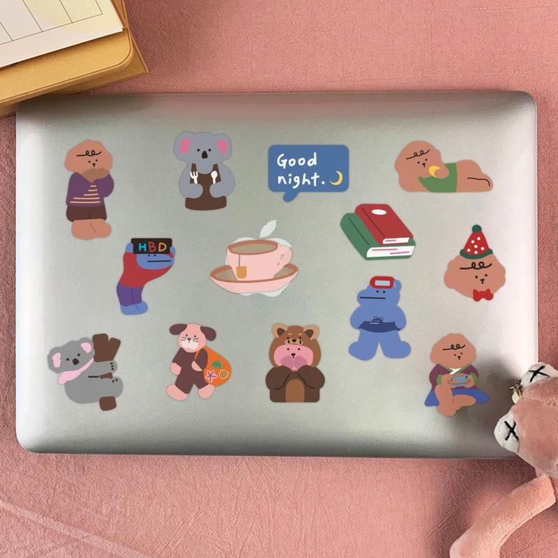 Cartoon Bear Pattern Sticker, 50pcs Waterproof Self Adhesive Decor Sticker, DIY Decals for Gift Greeting Card Water Bottle Laptop Phone