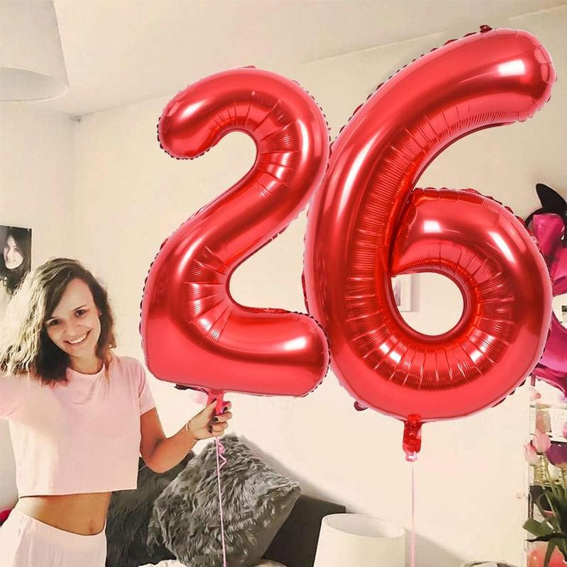 40 Inch Red Large Numbers Balloons 0-9, Number 3 Digit 3 Helium Balloons, Foil Mylar Big Number Balloons for Birthday Party Anniversary Supplies Decorations Photo Prop