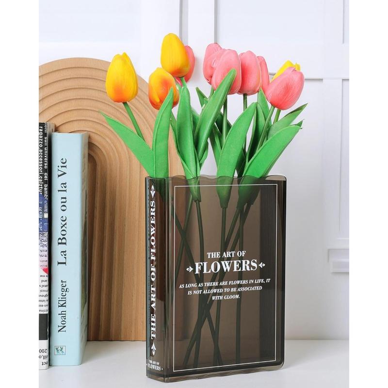 Book-shaped Flower Vase, Bookshelf Decor, Black Vase for Home Decor & Cultural Flavor Acrylic Flowers Vases for Bedroom & Home Office Decor (black)