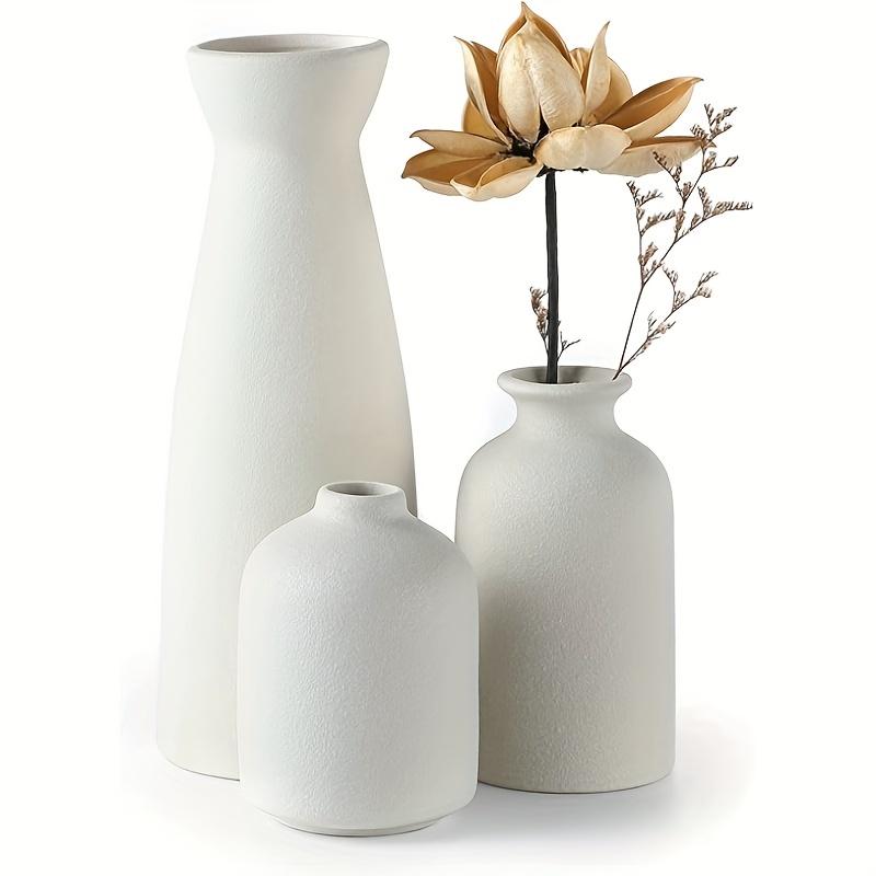 Ceramic vase Set-3 Small Flower vases for Decor,Modern Boho Farmhouse Home Decor,Decorative vase for Pampas Grass&Dried Flowers,idea Shelf,Table,Bookshelf ，Entryway- Distressed