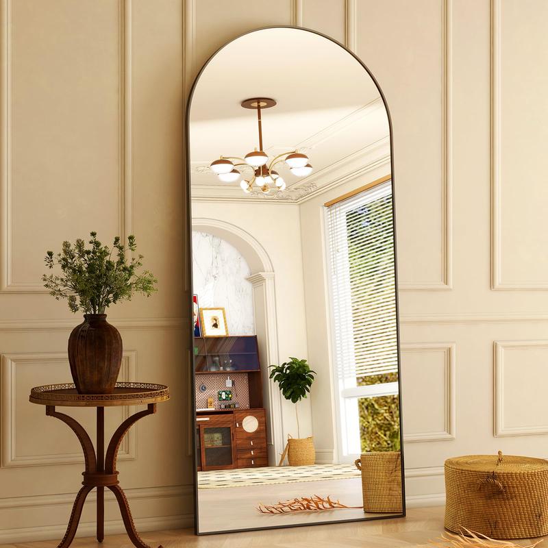 Arched Rectangle Full Length Mirror - Wall Mounted Floor Mirror- Aluminum Alloy Frame Full Body Mirror for Bathroom Living Room Bedroom and Entryway