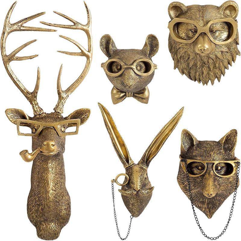 Animal Design Wall Mounted Decor, 1 Count Resin Animal Sculptures, Art Decor Wall Hanging Decoration for Living Room Bedroom Office