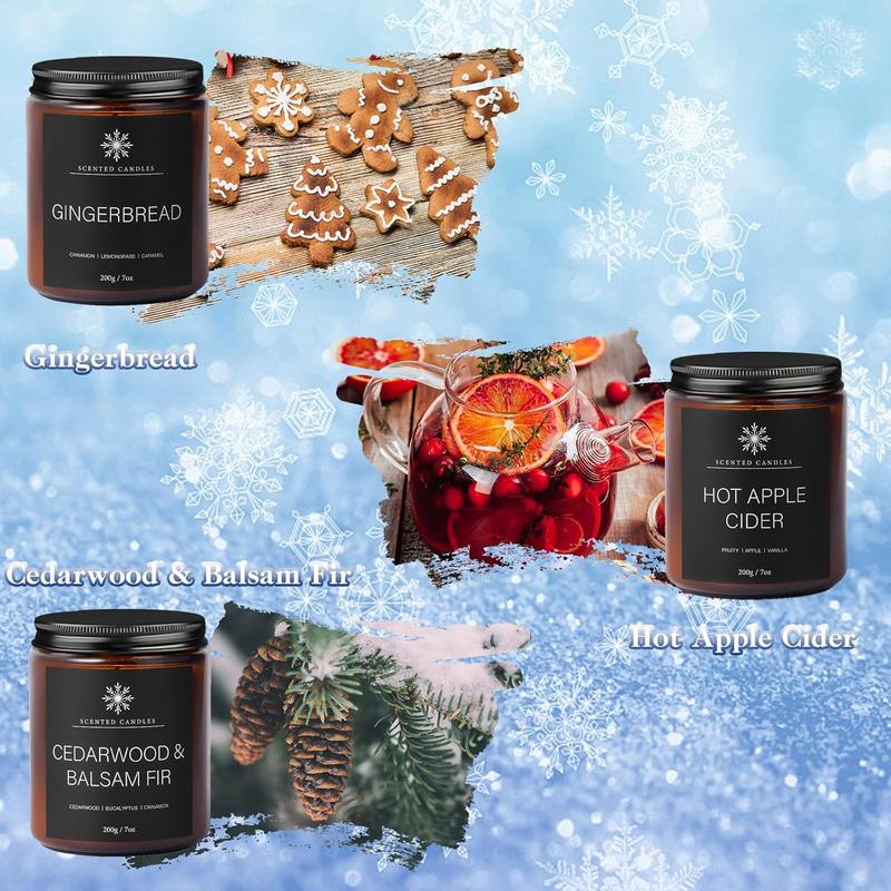 6 Pack Winter Candles for Home Scented, Aromatherapy Candles Gift for Women Men, 42oz 300 Hour Long Lasting Candles Christmas Decor Writable Christmas