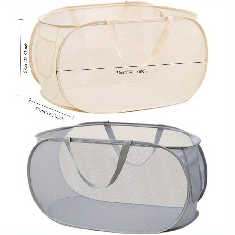 2 Pack Popup Mesh Laundry Basket Durable Handles Collapsible Laundry Baskets Foldable Clothes Hamper