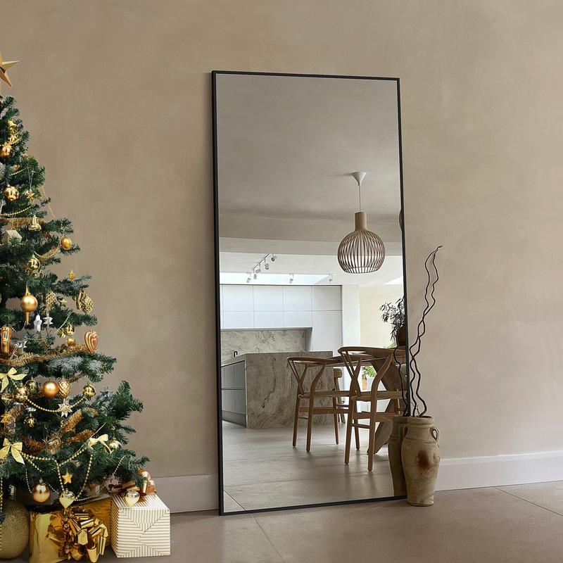 Arched Rectangle Full Length Mirror - Wall Mounted Floor Mirror- Aluminum Alloy Frame Full Body Mirror for Bathroom Living Room Bedroom and Entryway