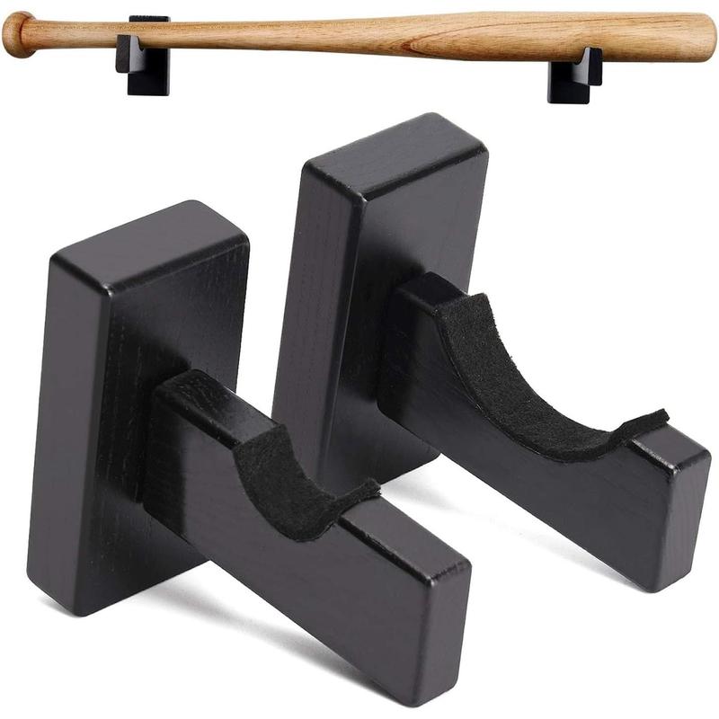 2count Baseball Bat Display Case, Baseball Bat Hanger Holder, Wall Mount Baseball Bat Horizontal Rack, Baseball Bat Bracket - Black Organiser Hanging Hangable