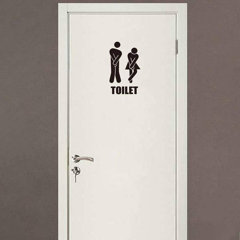 Toilet Sign Sticker, 1 Count Removable Waterproof Bathroom Decal, Home Decoration