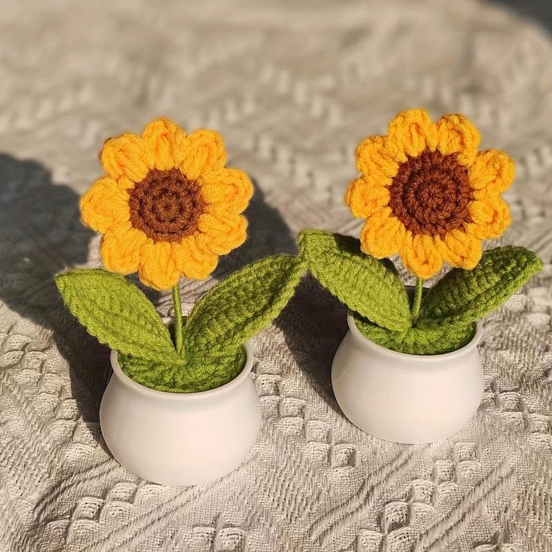 Handcrafted Sunflower, 1 Count Knitted Faux Flower Decoration, Creative Crochet Flower for Home Decor, Gift for Friend