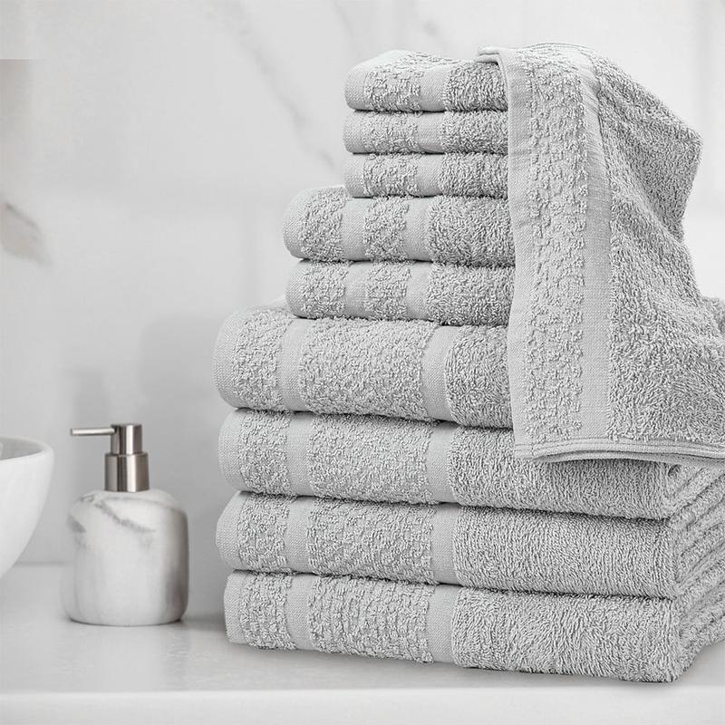 Mainstays 10 Piece Towel Set with Upgraded Softness & Durability, Grey No Brand Bath Cotton