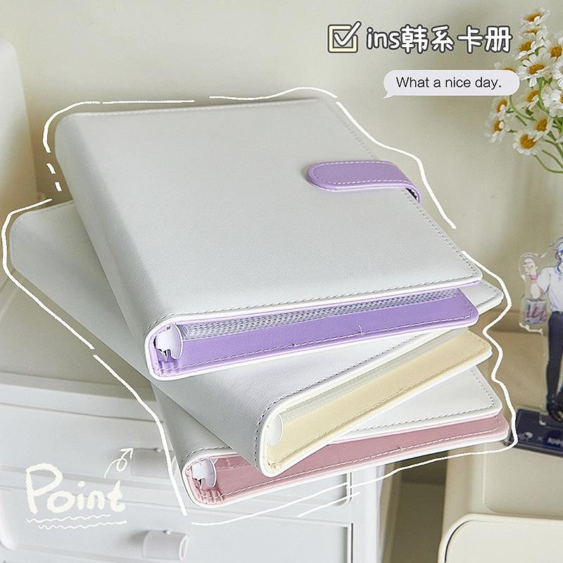 A5 Size Magnetic Snap Card Binder, 3-Inch Pop-Star Card Album, Card Storage, DIY Leather Photo Book Cover