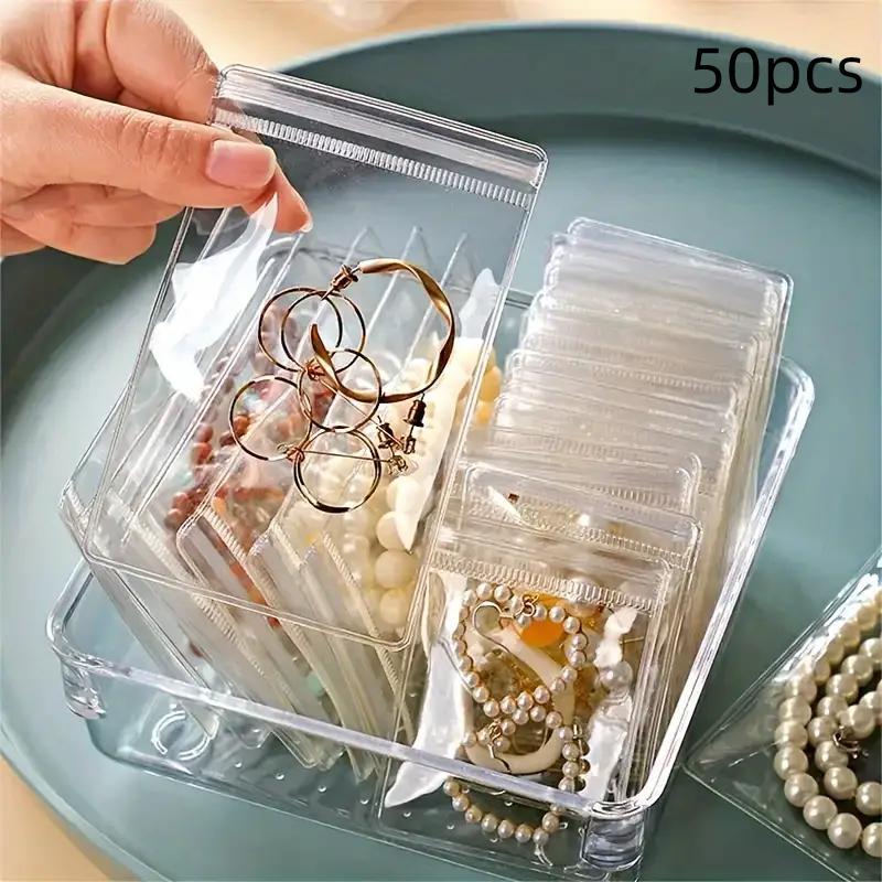 Clear Jewelry Storage Bag, 50pcs set PVC Jewelry Pouch, Jewelry Packing Bag, Small Zipper Bags for Storing Earring Ring Necklace, Jewelry Organizer, Small Business Supplies