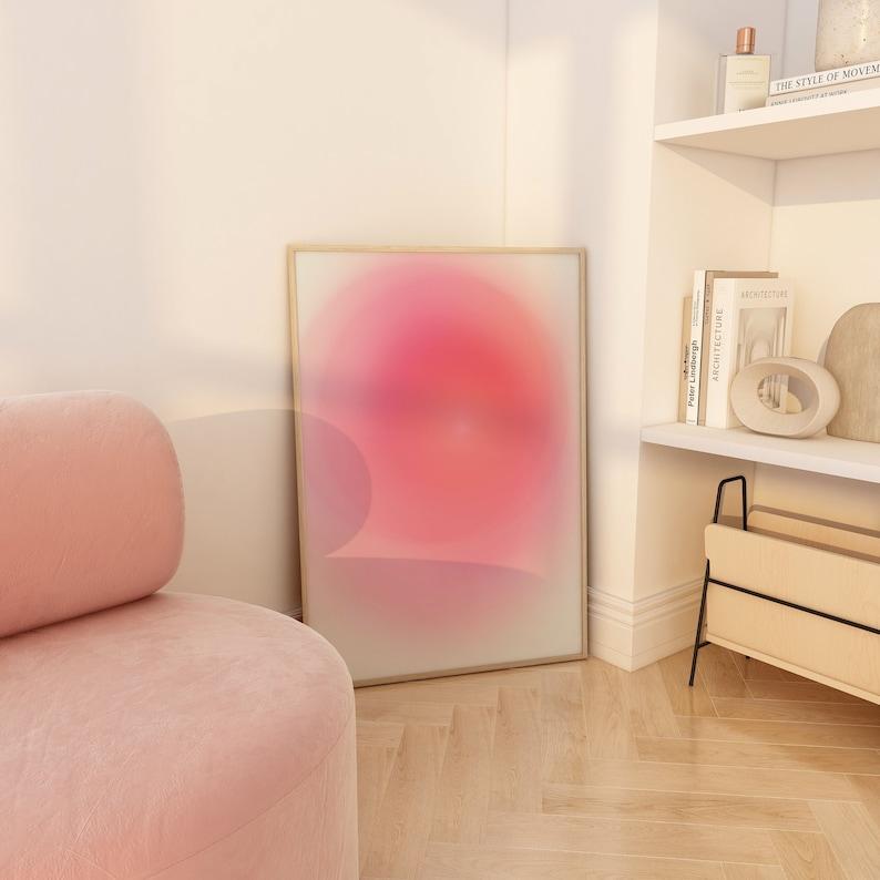 Pink Aura Physical Print Aesthetic Wall Art Retro Abstract Colorful Gradient Poster Girly Apartment Decor Dorm Decor for College Girls Cute