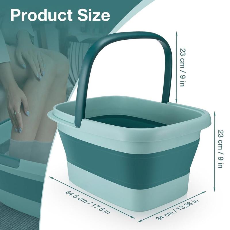 Foot Bath Basin, Foldable & Portable Foot Soak Tub with Massage Acupoint for Foot Spa Bath, 15L 4 Gallon, Foot Massager Soaking Bath Basin Bucket for Pedicure Home Spa Treatment (Green)