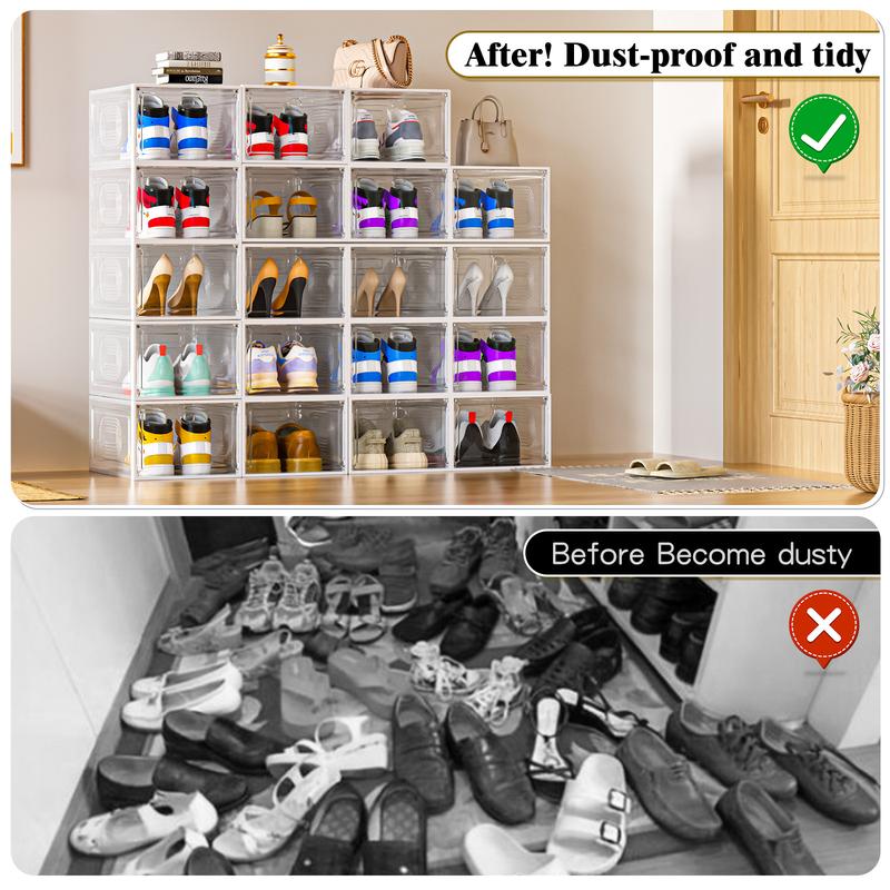 7CODE Thicken & Sturdy 10 Pack Thicken Shoe Organizer Stackable,Shoe Containers For Sport Sneaker Display,Upgraded Sturdy Shoe Storage Box,Plastic Shoe Box