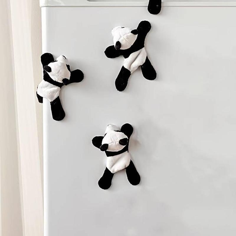 Cartoon Panda Design Fridge Magnet, 1 Count Cute Plush Fridge Decoration, Magnetic Decor for Kitchen, Office, Whiteboard, Storage Cabinet