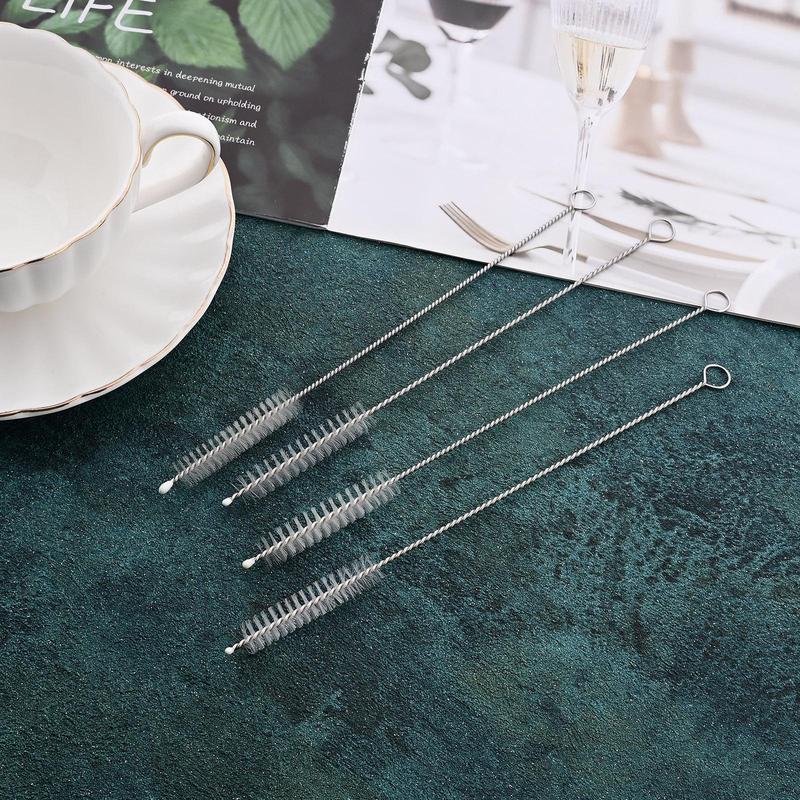 12pcs Stainless Steel Straw Cleaning Brush, Reusable Straw Cleaner, Nylon Household Gap Brush