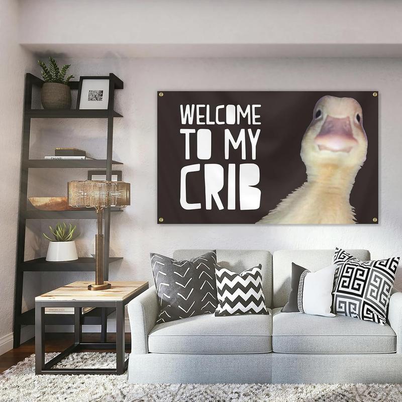 Welcome to My Crib 3x5Ft Flag Funny Banner Party Supplies Yard Signs Tapestry for College Room Man Cave Teen Boys and Girls Wall Hanging Flags