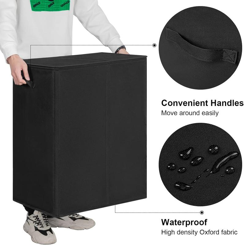 154L Double Laundry Hamper with Lid and Removable Laundry Bags - Large Dirty Clothes Hamper for Bedroom, Bathroom, and College - Black Organiser