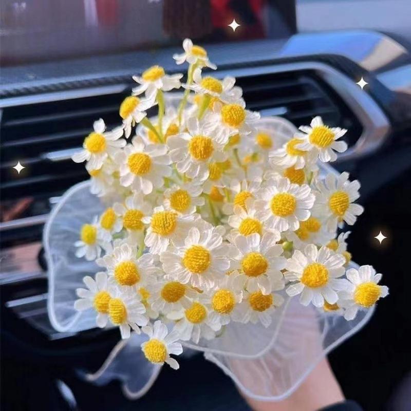 Artificial Daisy Bouquet without Vase, 1 Count Faux Flower Bouquet, Decorative Flowers for Home Living Room Bedroom Dining Room Wedding Party