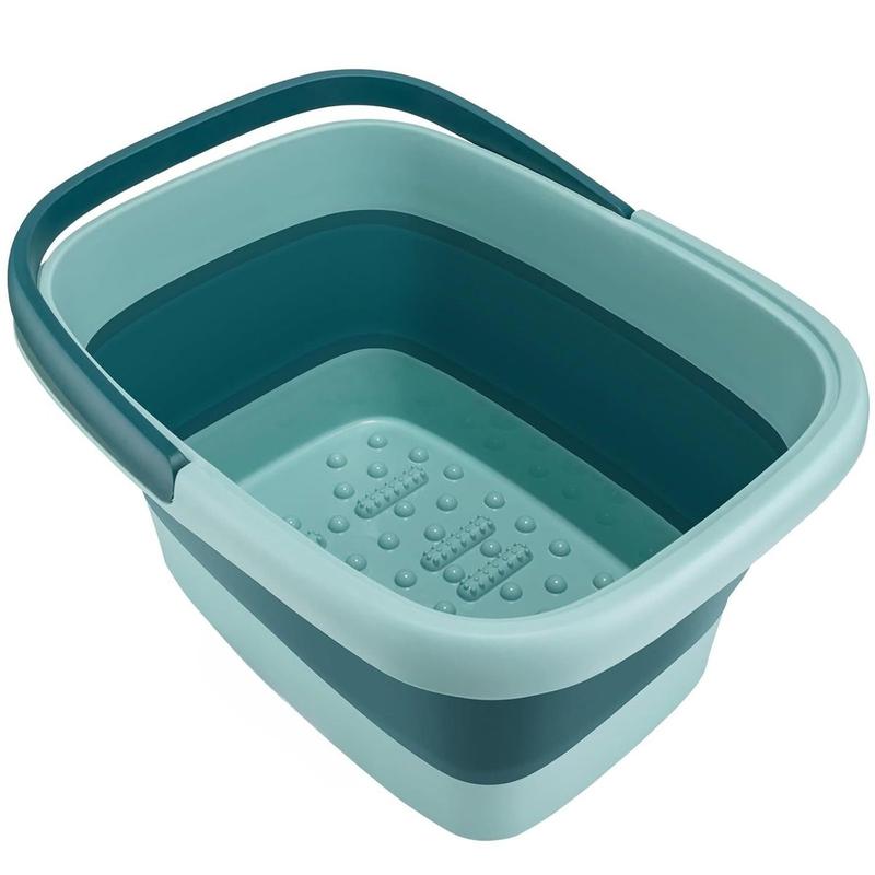 Foot Bath Basin, Foldable & Portable Foot Soak Tub with Massage Acupoint for Foot Spa Bath, 15L 4 Gallon, Foot Massager Soaking Bath Basin Bucket for Pedicure Home Spa Treatment (Green)