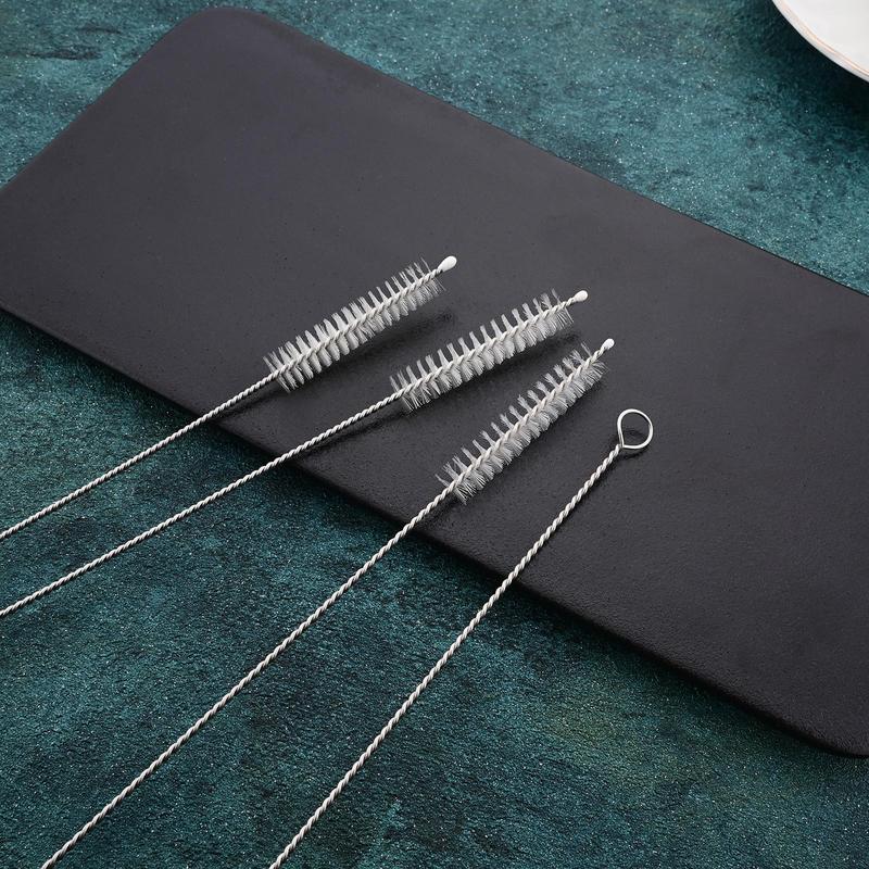 12pcs Stainless Steel Straw Cleaning Brush, Reusable Straw Cleaner, Nylon Household Gap Brush