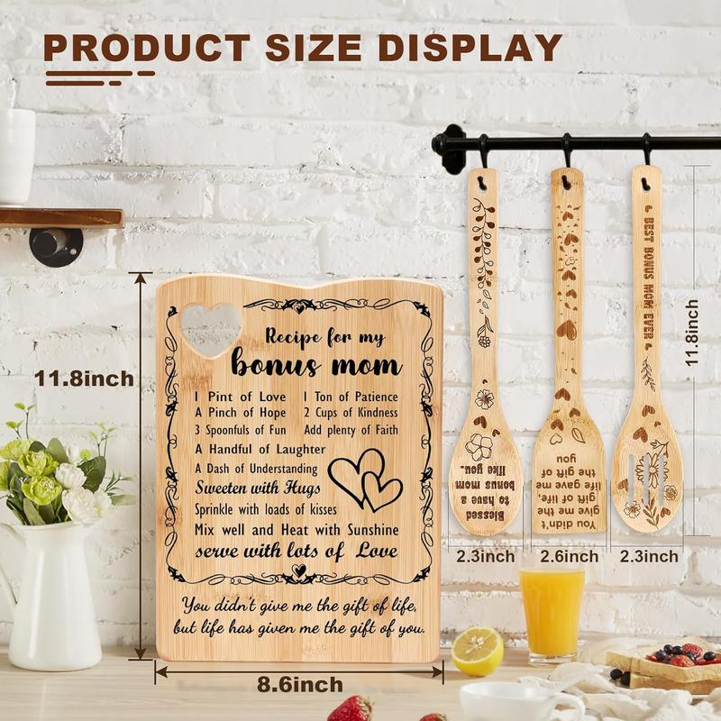 Bonus mom Christmas Gifts, Birthday Gifts for Bonus mom from Daughter Son, Bonus mom  Board Set Present, Ideal Mothers Day Christmas Gifts for Bonus mom Step Mom  mom Stepmother