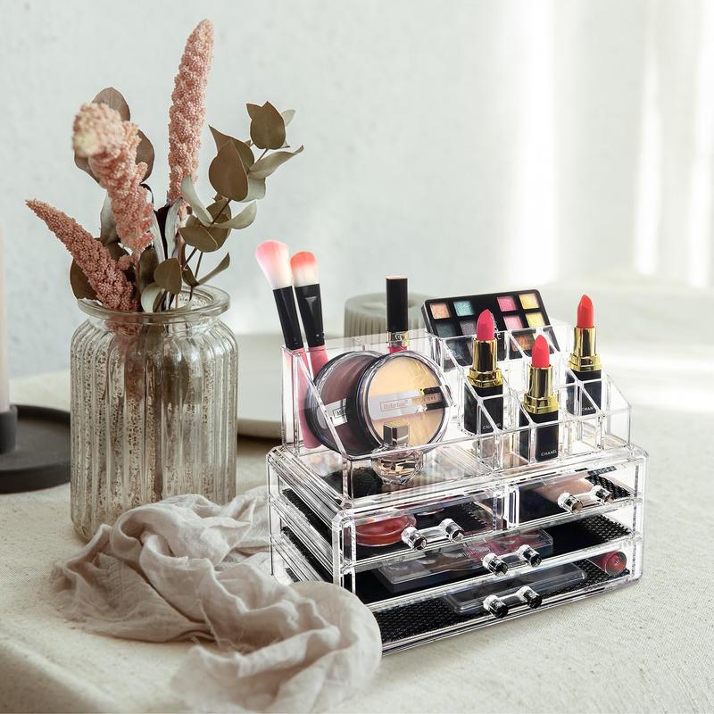 Ikee Makeup Organizer with Drawers Removable Top Lipstick Holders, Ideal Makeup or,Enhance Vanity or Bathroom with Clear Quick Visibility