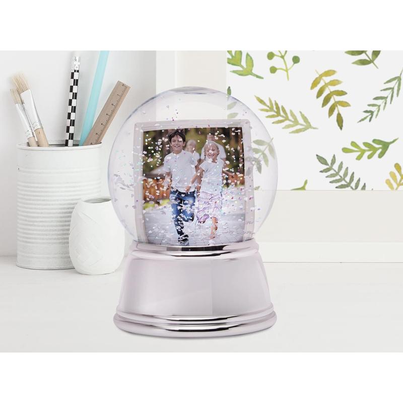 Glass Globe Picture, Photo Snow Globe with Silver Base Neil No brand