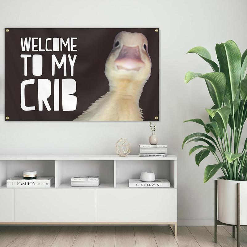 Welcome to My Crib 3x5Ft Flag Funny Banner Party Supplies Yard Signs Tapestry for College Room Man Cave Teen Boys and Girls Wall Hanging Flags