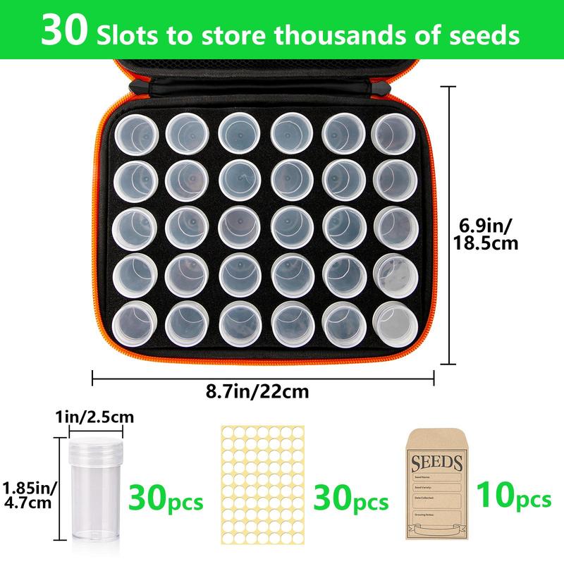 Seed Storage Box (1 Box), Premium Seed Containers for Various Sizes Vegetable and Flower Garden Seeds, Gardening Seed Keeper Set with Label Stickers and Useful Accessories