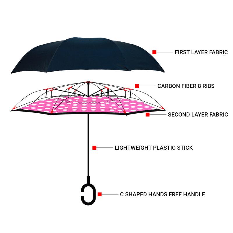 Pink Big Polka Dot Double Layer Inverted Umbrella - UM18063-1