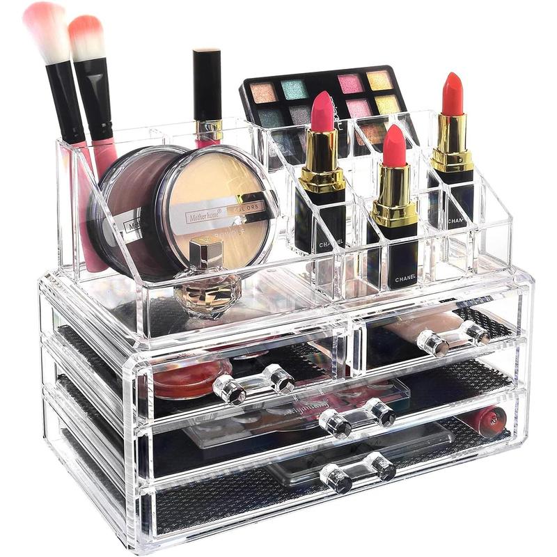 Ikee Makeup Organizer with Drawers Removable Top Lipstick Holders, Ideal Makeup or,Enhance Vanity or Bathroom with Clear Quick Visibility