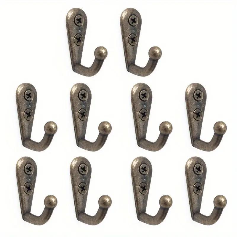 Wall Mounted Hook, 10pcs set Retro Single Hook Hanger, Sturdy Wall Mounted Screw Hanger for Keys, Coats, Clothes, Bags, Hats