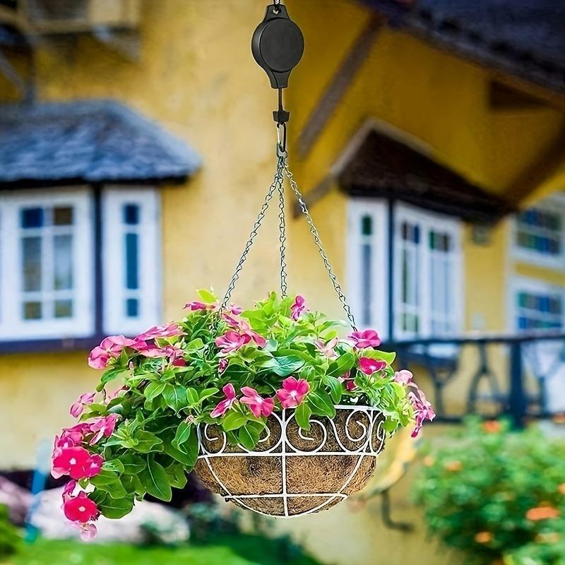 Retractable Plant Hook, 3 Counts Adjustable Height Plant Hanger, Indoor Outdoor Plant Hanger, Garden Basket Pot & Birds Feeder Hanger