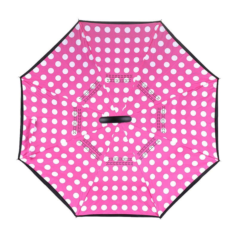 Pink Big Polka Dot Double Layer Inverted Umbrella - UM18063-1